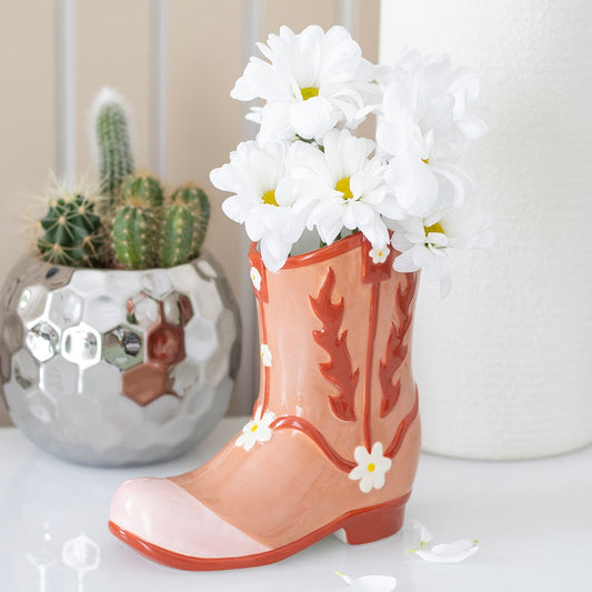 PRE-ORDER Pink Cowboy Boot Flower Vase