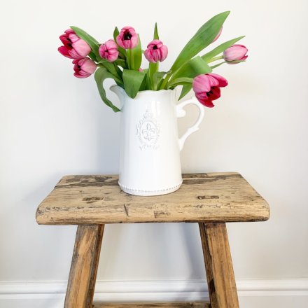 White Fleur De Lys Jug