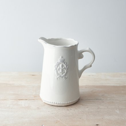 White Fleur De Lys Jug