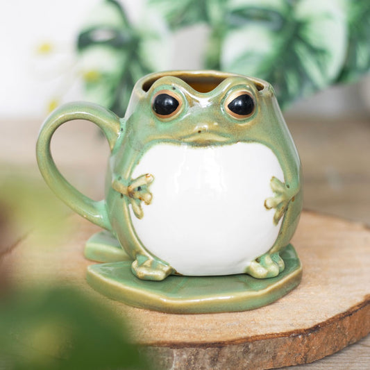 Frog Mug and Lily Pad Saucer