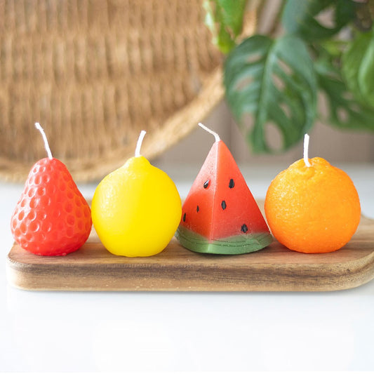 Set of 4 Fruit Shaped Unscented Candles