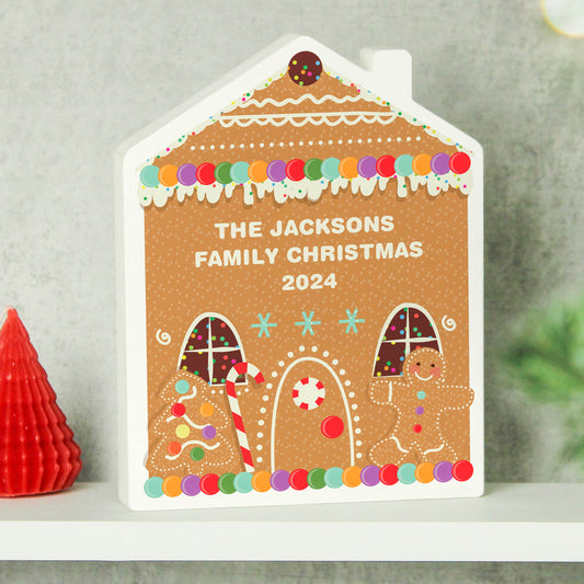 Personalised Christmas Wooden Gingerbread House Ornament