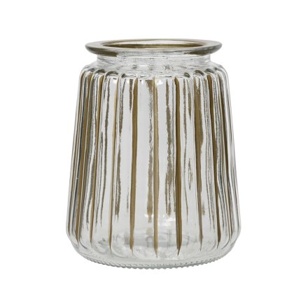 Gold Stripe Glass Hurricane Vase