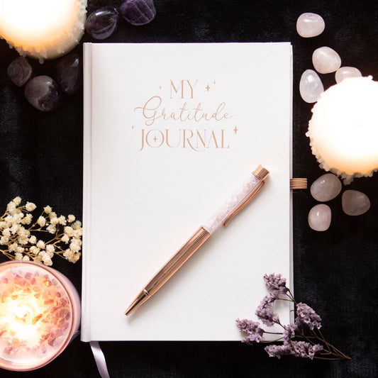 PRE-ORDER Gratitude Journal With Rose Quartz Pen