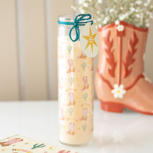 Howdy Cowboy Boot Floral Scented Tube Candle