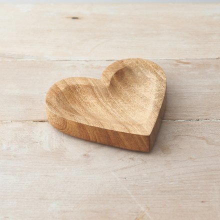 Natural Wood Heart Trinket Dish