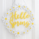 Hello Spring Hanging Daisy Wreath