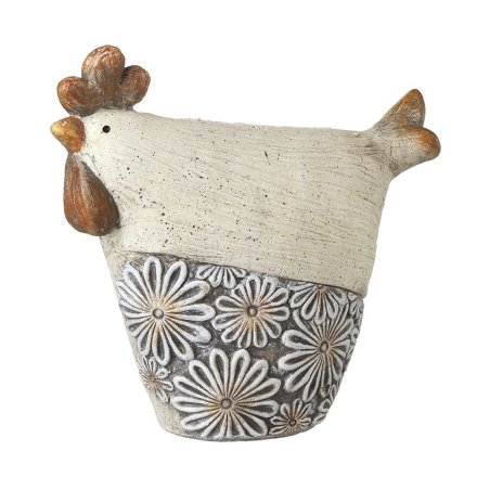 Floral Chicken Ornament Medium