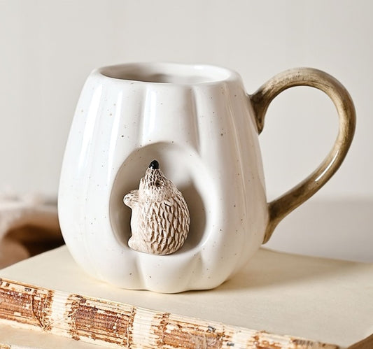 Pumpkin Mug with Hedgehog