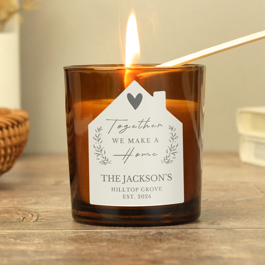 Personalised Home Amber Glass Candle