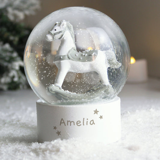 Personalised Rocking Horse Glitter Snow Globe