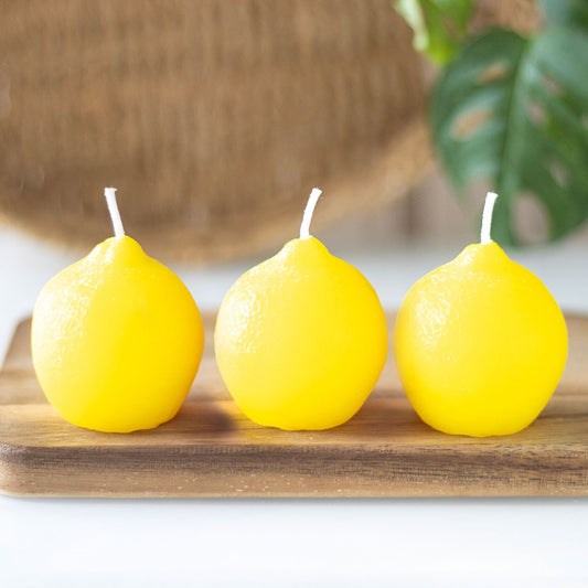 PRE-ORDER Set of 3 Lemon Shaped Unscented Candles