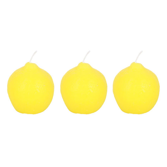 Set of 3 Lemon Shaped Unscented Candles