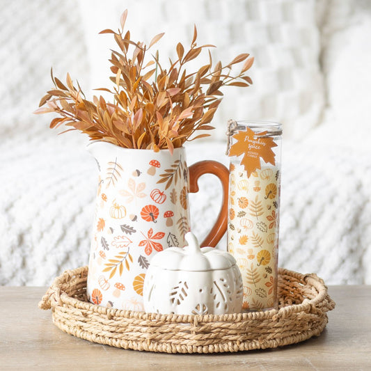 Autumn Leaves & Pumpkins Ceramic Jug