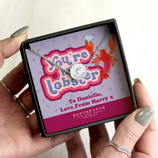 Personalised You're My Lobster Sentiment Necklace and Box