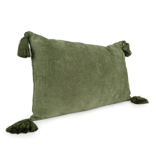Green Tasselled Rectangular Cushion