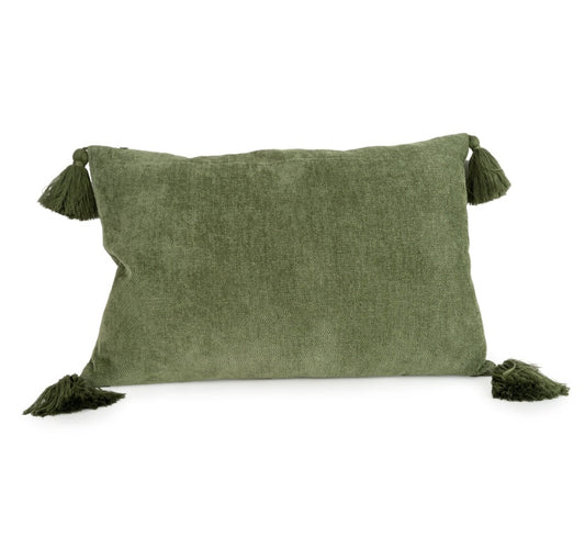 Green Tasselled Rectangular Cushion