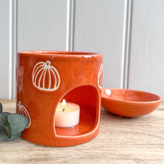 Pumpkin Print Oil Burner with Removable Dish