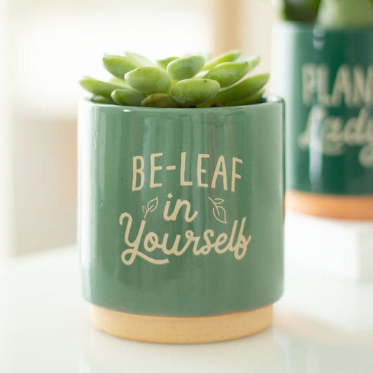 Be-Leaf In Yourself Green Plant Pot
