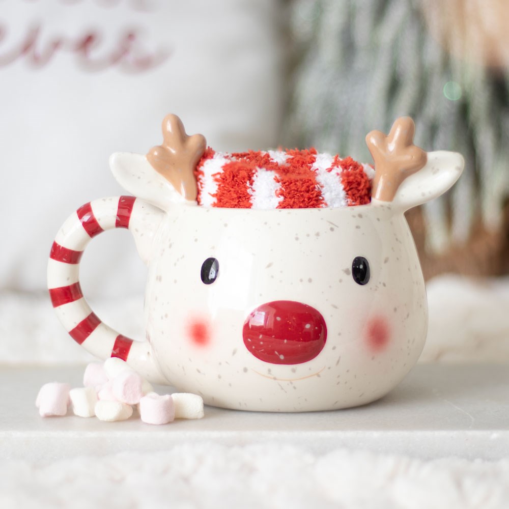 Rudolph Reindeer Mug & Socks Gift Set