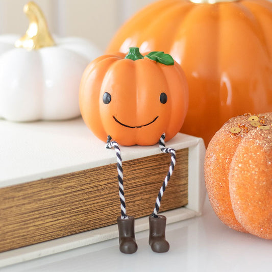Smiling Pumpkin Shelf Sitting Ornament