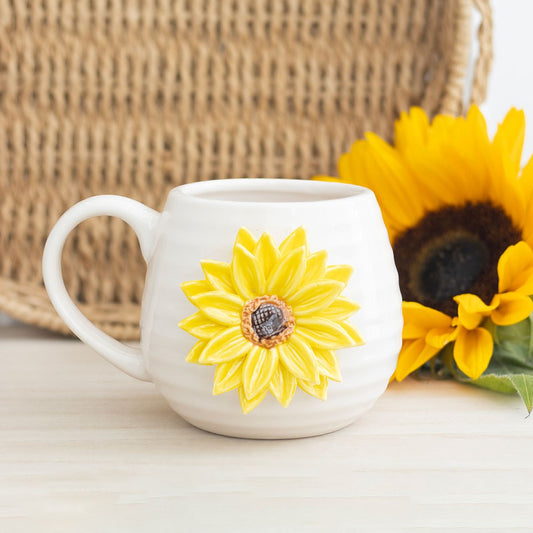 Yellow 3D Sunflower Rounded Mug