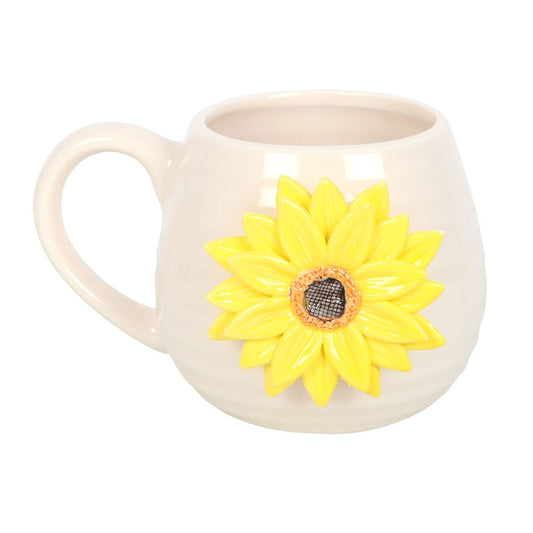 Yellow 3D Sunflower Rounded Mug