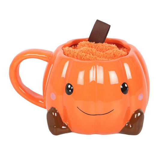 Smiling Pumpkin Mug & Socks Gift Set