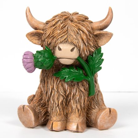 Highland Cow with Thistle Ormament