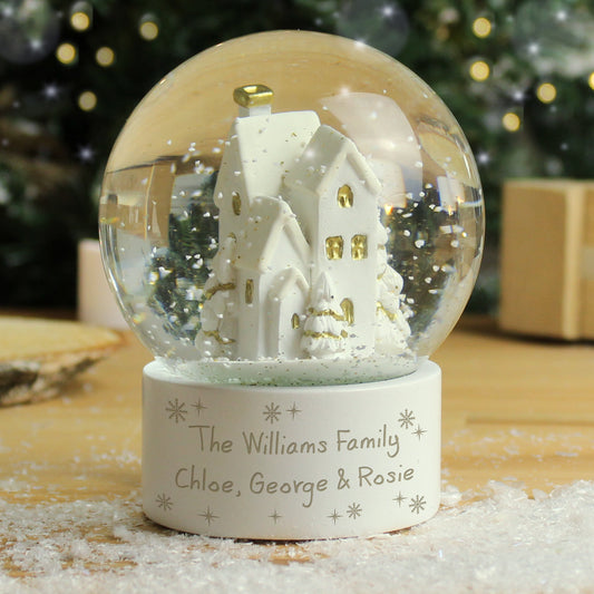 Personalised Message Village Glitter Snow Globe