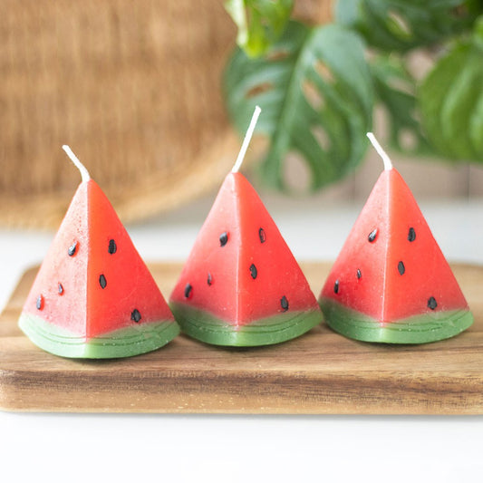 PRE-ORDER Set of 3 Watermelon Shaped Unscented Candles