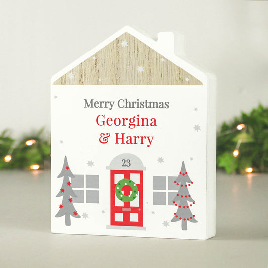 Personalised Christmas Wooden House Ornament