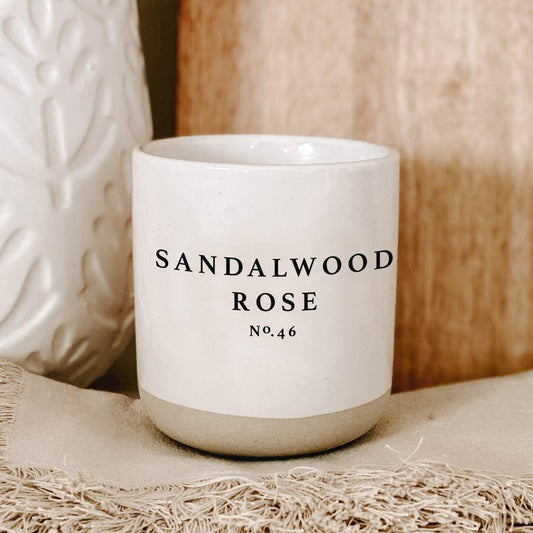 Sandalwood Rose Soy Candle Stoneware Jar -  Picture Perfect Interiors