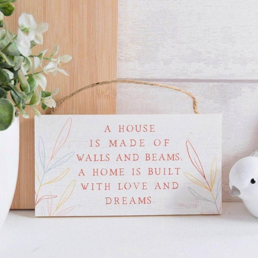 A Home Is Built With Love Hanging Sign -  Picture Perfect Interiors