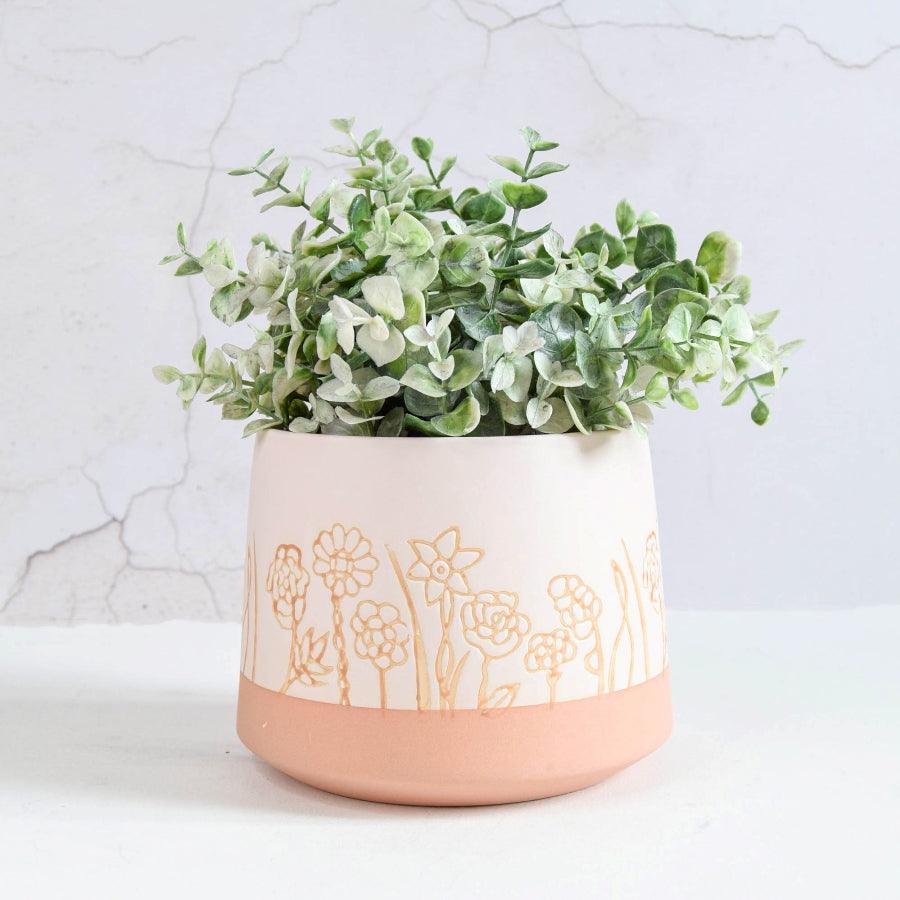 Carved Ceramic Wildflower Planter -  Picture Perfect Interiors