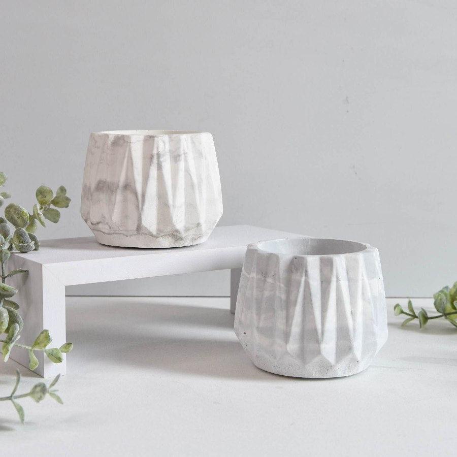 Marble Concrete Geometric Planter -  Picture Perfect Interiors