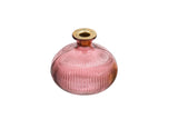 Pink Ribbed Glass Candle Holder