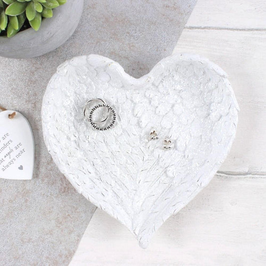 Glitter Heart Angel Wing Trinket Dish -  Picture Perfect Interiors