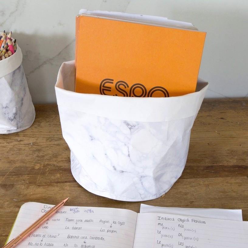 Small Marble Kraft Paper Storage Bag -  Picture Perfect Interiors