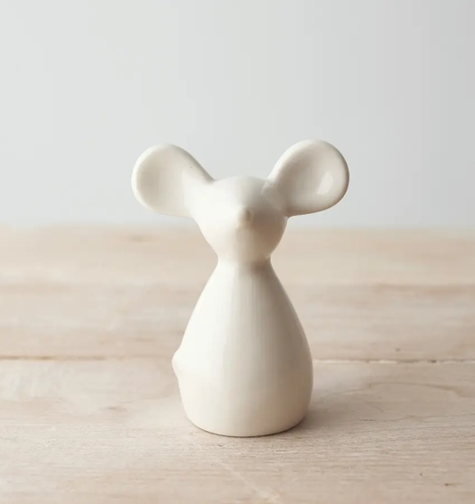 White Ceramic Mouse Figurine