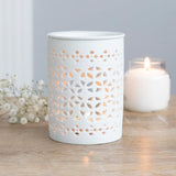 White Patterned Wax Warmer -  Picture Perfect Interiors
